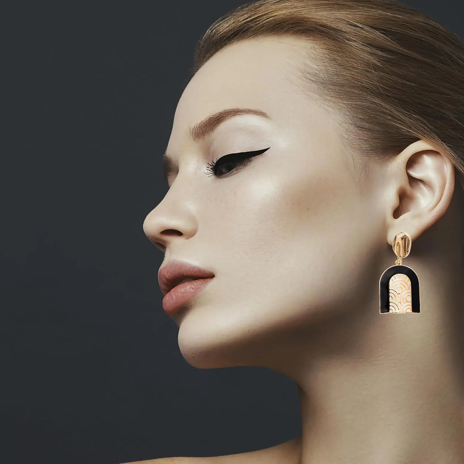 Black White Earrings for Women Sparkly Geometric Dangle Drop Statement Jewelry