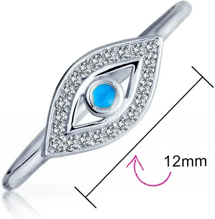 Bling Jewelry Minimalist 14K Rose Gold Plated .925 Sterling Silver Midi Knuckle 1MM Band Stackable Delicate CZ Halo Evil Eye Ring For Women Teen