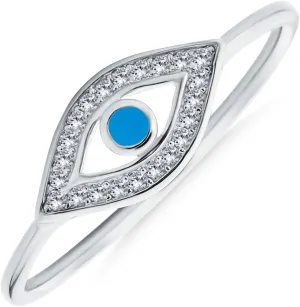 Bling Jewelry Minimalist 14K Rose Gold Plated .925 Sterling Silver Midi Knuckle 1MM Band Stackable Delicate CZ Halo Evil Eye Ring For Women Teen