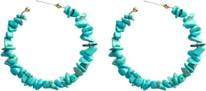 Blue Turquoise Hoop Earring for women Drop Dangle Hook Earrings Silver Bohemian Birthday Gifts