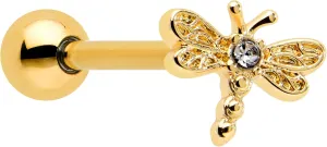 Body Candy 14G Women 316L Surgical Steel Bright Flying Dragonfly Barbell Tongue Ring Body Piercing Jewelry 5/8