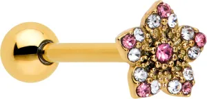 Body Candy 14G Women 316L Surgical Steel Bright Texture Star Barbell Tongue Ring Body Piercing Jewelry 5/8