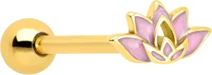 Body Candy 14G Women Stainless Steel Bright PVD Lotus Pink Barbell Tongue Ring Body Piercing Jewelry 5/8
