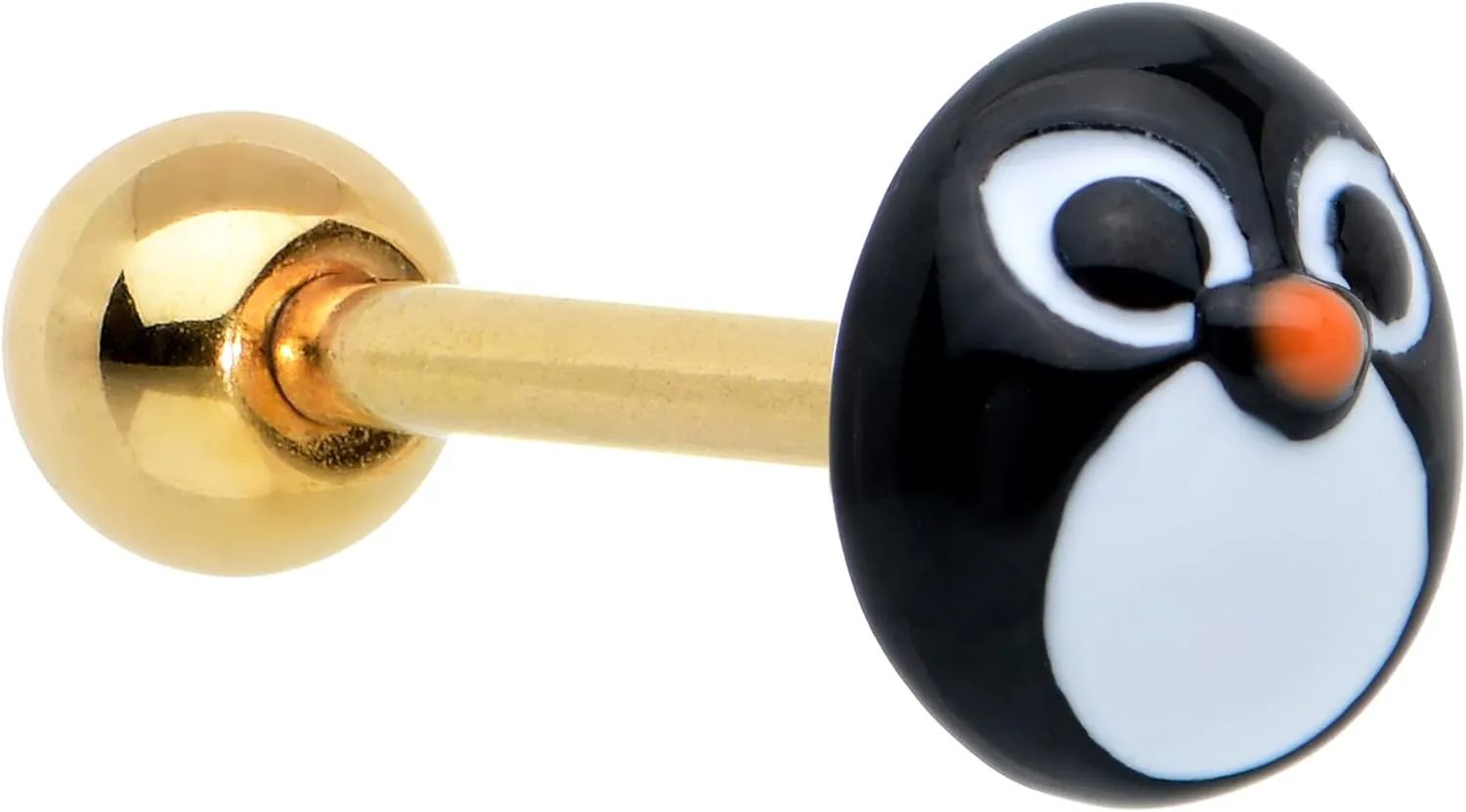 Body Candy Winter Holiday 14G Women Steel Bright Christmas Penguin Barbell Tongue Ring Body Piercing Jewelry 5/8
