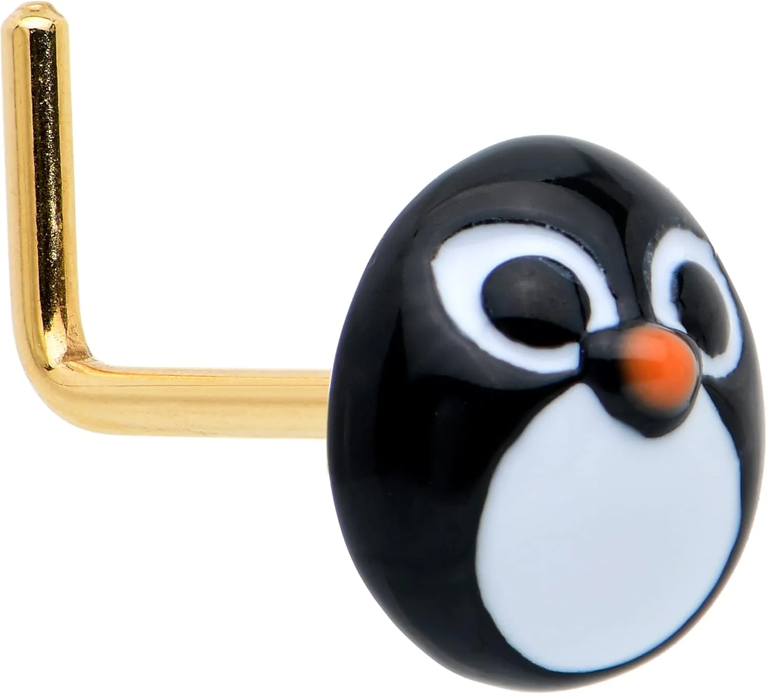 Body Candy Winter Holiday Womens 20G 7mm 316L Steel Bright L Shaped Nose Ring Christmas Penguin Nose Stud Body Piercing Jewelry
