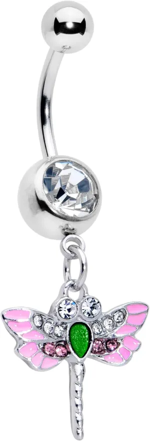 Body Candy Womens 14G 316L Stainless Steel Navel Ring Piercing Bright Dragonfly Color Mens Dangle Belly Button Ring