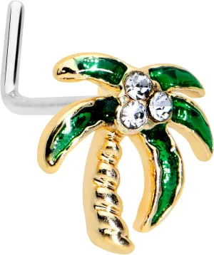 Body Candy Womens 20G 6mm 316L Surgical Steel Bright L Shaped Nose Ring Palm Tree Style Nose Stud Body Piercing Jewelry 1/4"