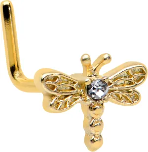 Body Candy Womens 20G 7mm 316L Steel Bright L Shaped Nose Ring Flying Dragonfly Nose Stud Body Piercing Jewelry