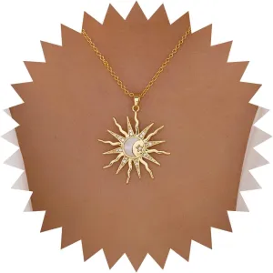 Boho Crystal Sun Choker Necklace Gold Sunshine Necklace Mother Of Pearl Sun Necklace Cz Sunburst Necklace Sun Moon Pendent Necklace Jewelry for Women