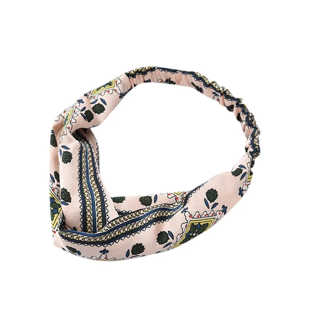 Boho Headbands for Women Girls Elastic Hair Band Floral Head Wrap Hair Accessories (G, One Size)