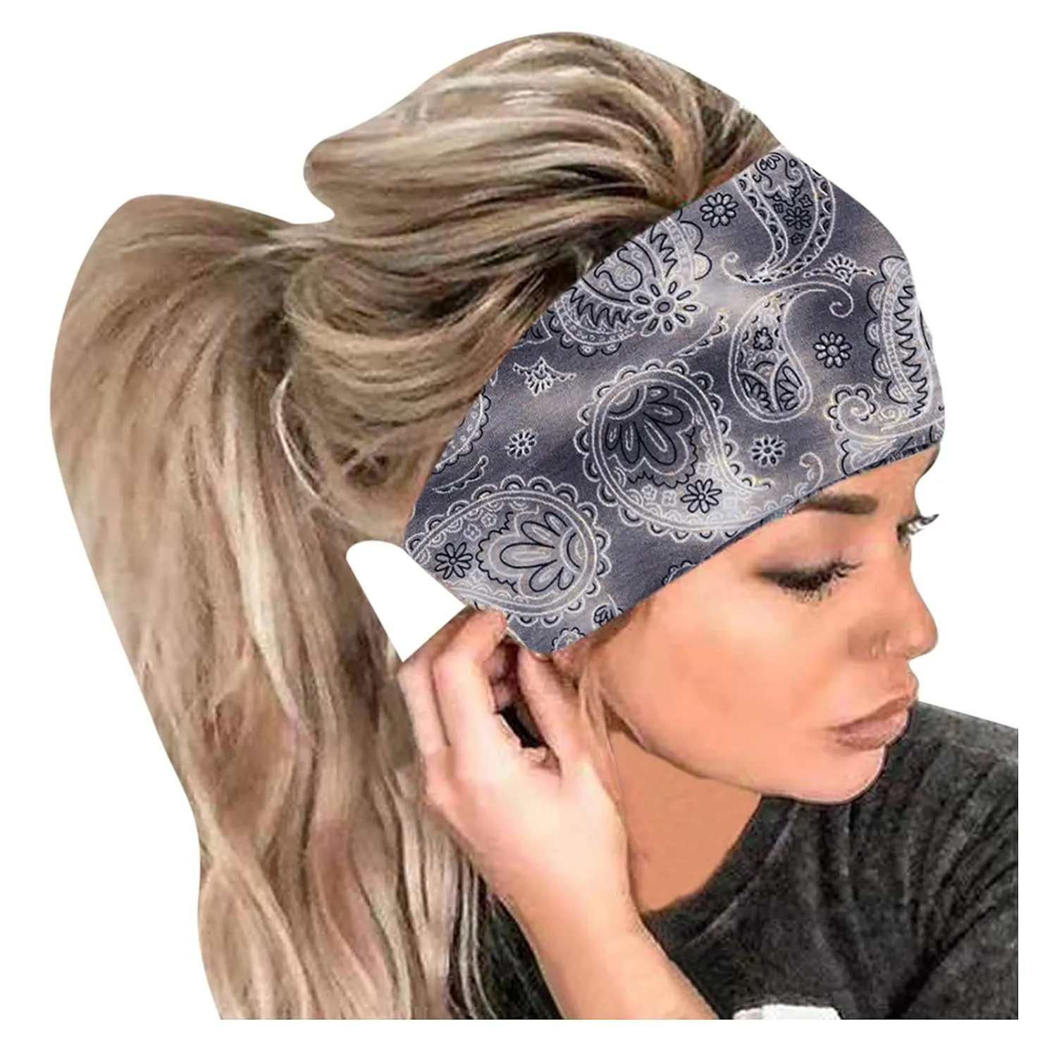 Boho Headbands For Women Wide Knotted Non Slip Head Bands Yoga Workout Head Bands Hair Accessories 5 Pack (Green, One Size)