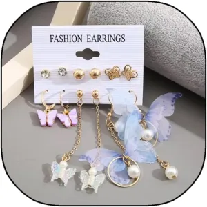 Boho Heart & Butterfly Drop Earrings Set  3-9 Pairs Statement Hoop Earrings for Women | Vintage Imitation Pearl & Zinc Alloy Jewelry