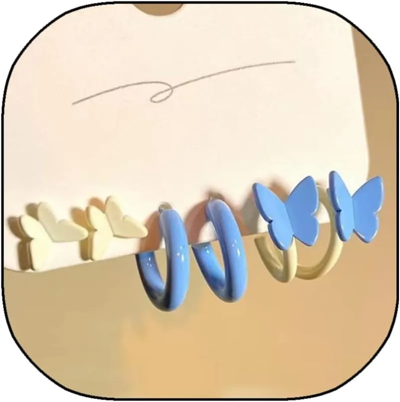 Boho Heart & Butterfly Drop Earrings Set  3-9 Pairs Statement Hoop Earrings for Women | Vintage Imitation Pearl & Zinc Alloy Jewelry