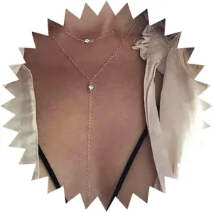 Boho Layered Crystal Necklace Gold Rhinestone Pendant Necklace Long Y Lariat Necklace Long Drop Crystal Chain Necklace Jewelry for Women