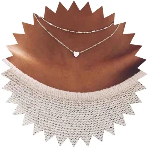 Boho layered heart necklace chain silver satellite choker necklace love heart pendant necklace ball station necklace choker jewelry for women 2 Pcs