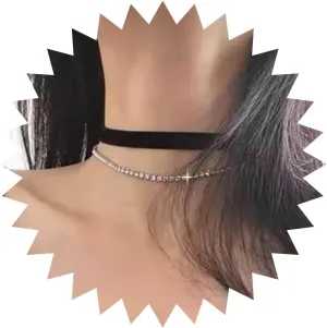 Boho Layered Tennis Choker Necklace Silver Tennis Chain Necklace Black Velvet Collar Necklace Crystal Velvet Necklace Tennis Cz Necklace Jewelry for Women