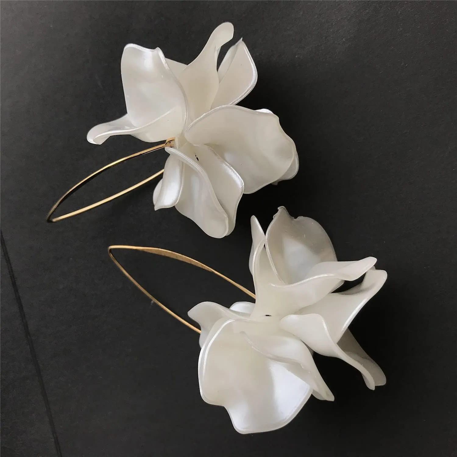 Boho Rose Petal Dangle Resin Earrings - Long Drop Acrylic Tiered Flower Earrings - Statement Exaggerated Floral Tassel Earrings for Women and Girls