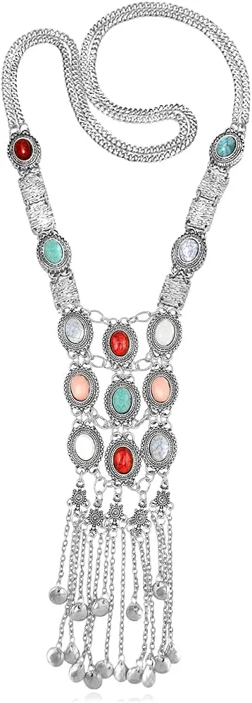 Boho Statement Turquoise Body Chain Necklace for Women, Gold Crossover Bikini Bra Body Jewelry Summer Beach Belly Waist Chain For Girls