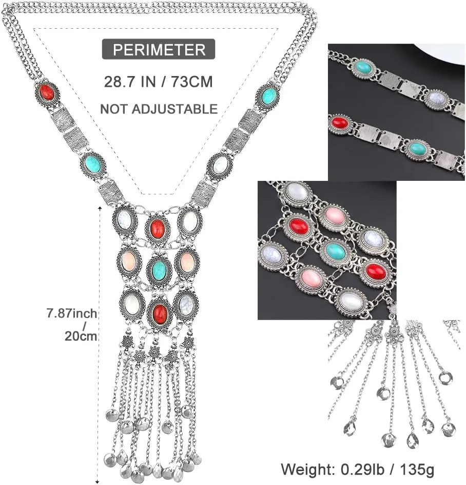 Boho Statement Turquoise Body Chain Necklace for Women, Gold Crossover Bikini Bra Body Jewelry Summer Beach Belly Waist Chain For Girls