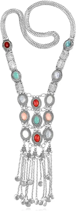 Boho Statement Turquoise Body Chain Necklace for Women, Gold Crossover Bikini Bra Body Jewelry Summer Beach Belly Waist Chain For Girls
