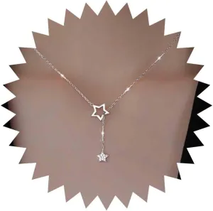 Boho Y Lariat Necklace Choker Gold Crystal Star Drop Pendant Minimalist Chain Jewelry for Women