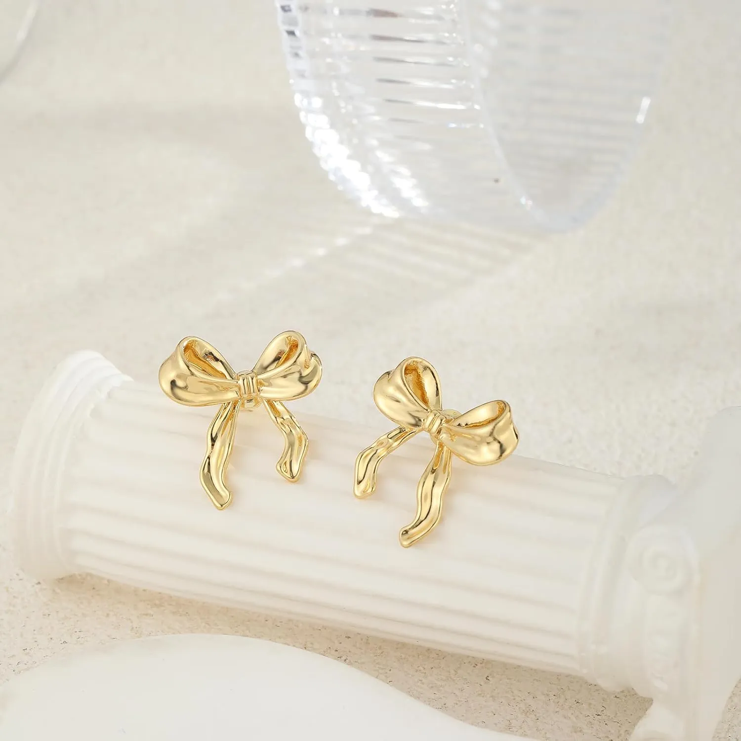 Bow Earrings for Women,14k Gold/Sterling Silver Plated Bow Ribbon Stud Earrings Drop Dangle Bow Tie Hoop Dainty Earrings Pearl Bow Earring Trendy Jewelry