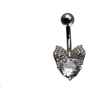 Bowknot Butterfly Belly Rings For Women Bowknot Cubic Zirconia Butterfly Titanium Belly Button Rings Dangle Belly Button Rings Medusa Piercing Jewelry For Part Gifts