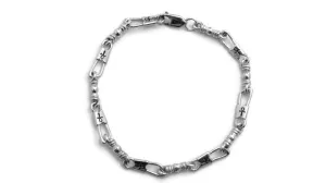 Bracelet Fishers of Men Acts .925 Sterling Silver Medium Link, Ankh Egyptian Cross (9 in)