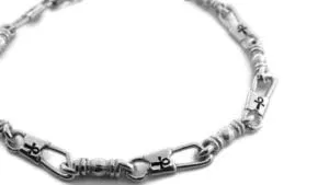 Bracelet Fishers of Men Acts .925 Sterling Silver Medium Link, Ankh Egyptian Cross (9 in)