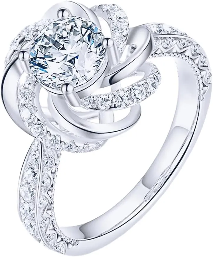 Brand Adjustable Moissanite & Diamond Women's Engagement Rings - Solitaire & Promise - Wedding & Daily Wear - Size Available