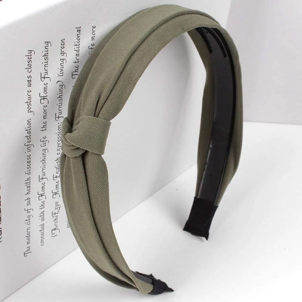 Breathable Teen Girls Turbans Hair Wave Wide-Brimm Headband Band Point Womens Hairband Tie Velvet (Army Green, One Size)