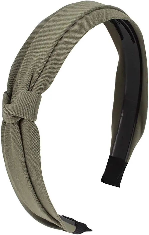 Breathable Teen Girls Turbans Hair Wave Wide-Brimm Headband Band Point Womens Hairband Tie Velvet (Army Green, One Size)