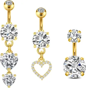 Briana Williams Gold Belly Button Ring Belly Button Piercing Short Belly Button Rings for Women Clicker Belly Ring Belly Piercing Stainless Steel 14g 10mm 6mm Short Bar Belly Button Rings Piercing Jewelry