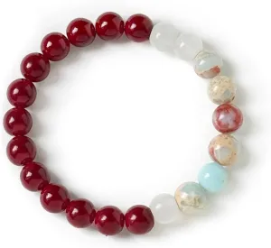bright & breezy Couple's Cinnabar Beaded Bracelet, Lucky Gemstone Matching Bracelet for Him & Her, Red &Colorful Natural Stone, Attract Love & Friendship, Chinese Feng Shui Energy
