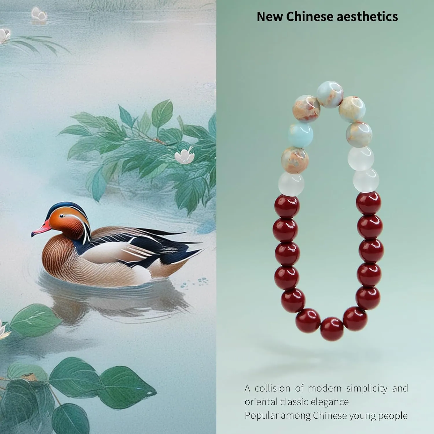 bright & breezy Couple's Cinnabar Beaded Bracelet, Lucky Gemstone Matching Bracelet for Him & Her, Red &Colorful Natural Stone, Attract Love & Friendship, Chinese Feng Shui Energy