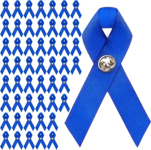 Bright Creations Blue Satin Awareness Ribbons with Clutch Pins (5/8 Inches Blue Ribbon Pin) - Pack of 50