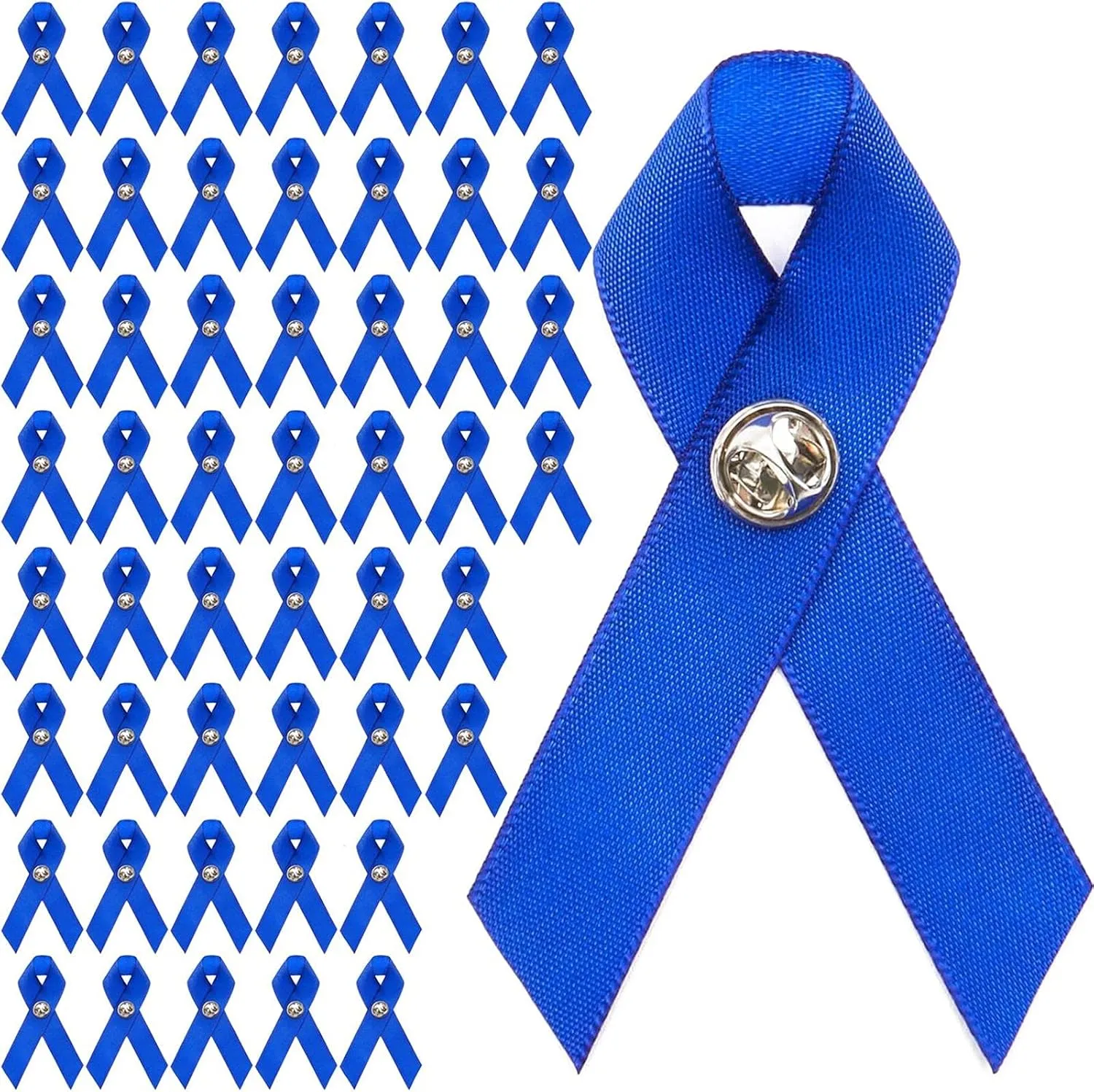 Bright Creations Blue Satin Awareness Ribbons with Clutch Pins (5/8 Inches Blue Ribbon Pin) - Pack of 50