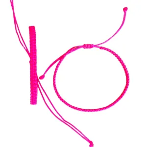 Bright Hot Pink Adjustable Bracelet Square Knot Macram Jewelry for Teens Girls Women