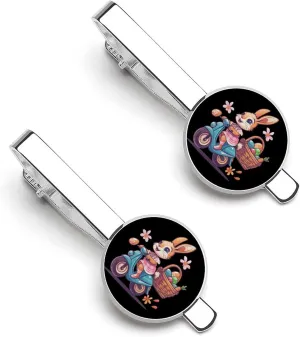 Bunny Scooter Men's Tie Clip Round Tie Bar Tie Tack Pins Jewelry Accessories for Father's Day Gifts