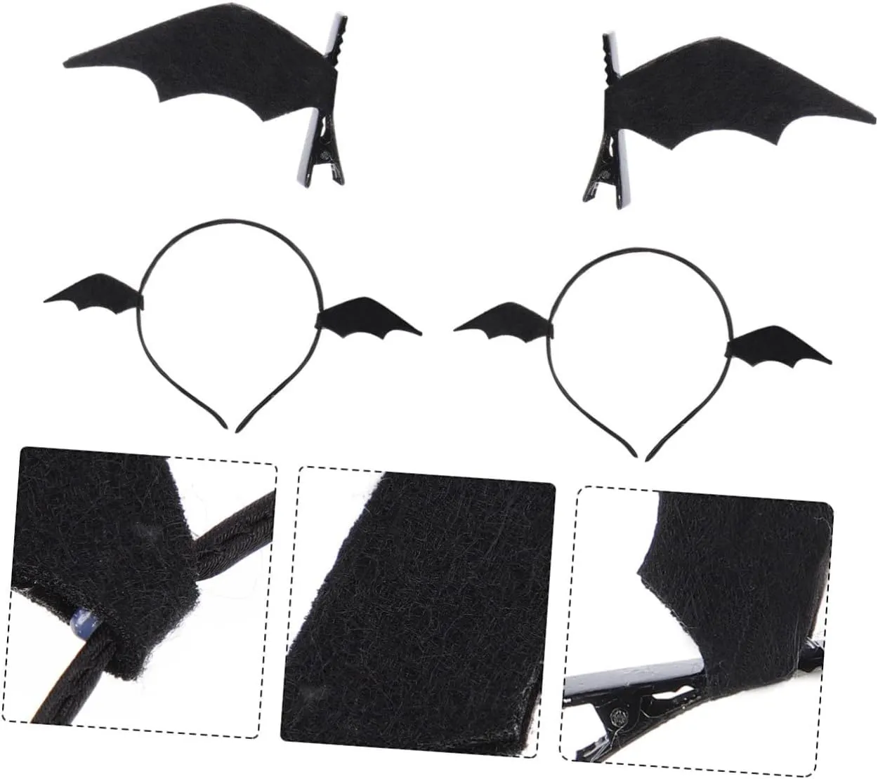 Cabilock 6Pcs Hair Clips and Headband Devil Wings Halloween Hair Accessories for Women for Costumes and Cosplay Events