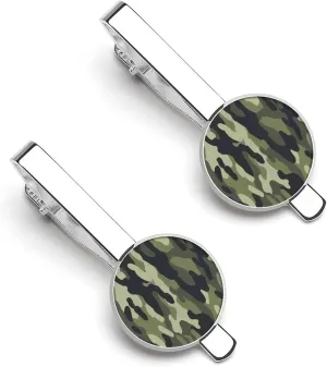 Camouflage Print Men's Tie Clip Round Tie Bar Tie Tack Pins Jewelry Accessories for Father's Day Gifts