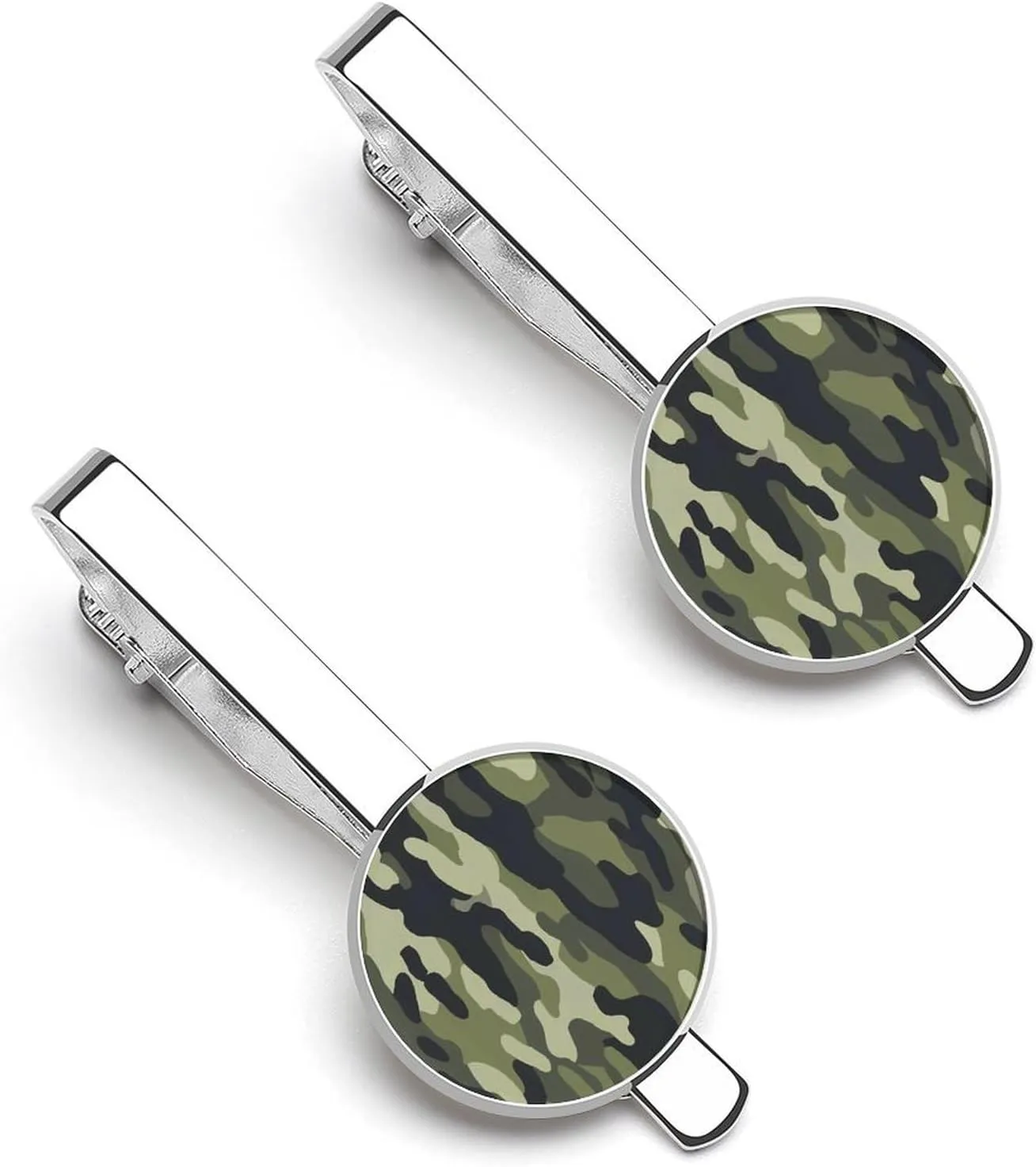 Camouflage Print Men's Tie Clip Round Tie Bar Tie Tack Pins Jewelry Accessories for Father's Day Gifts