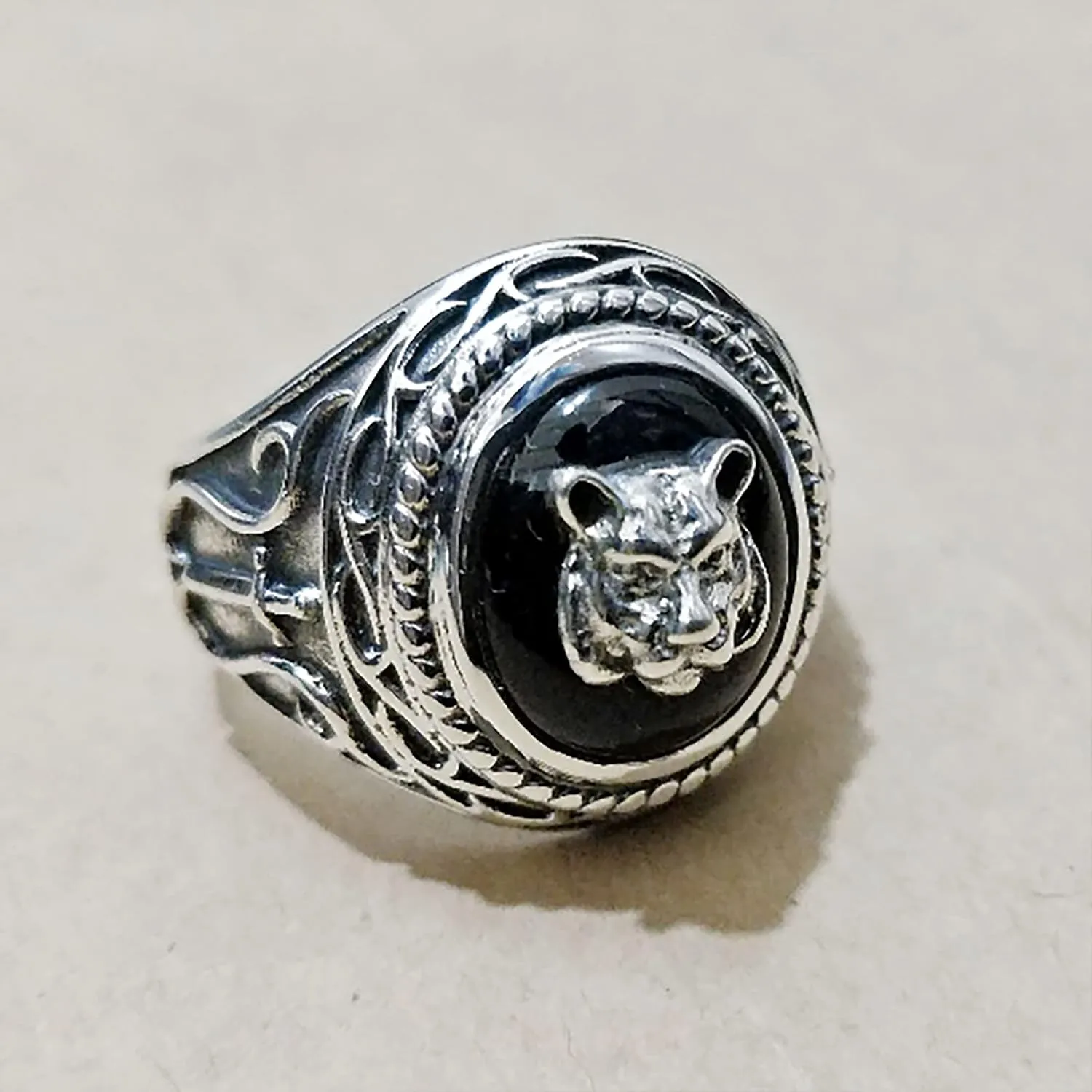 Captain Hector Barbossa Ring, Solid 925 Sterling Silver Ring, NATURAL Black ONYX Gemstone, The Pirates of the Caribbean Ring, Gift for Him, Kohi Ring, UNISEX Ring (10)
