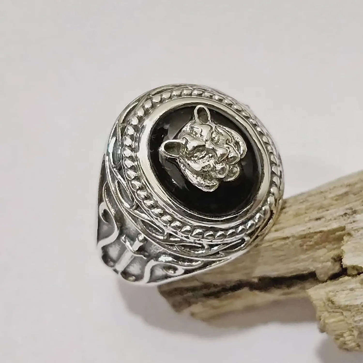 Captain Hector Barbossa Ring, Solid 925 Sterling Silver Ring, NATURAL Black ONYX Gemstone, The Pirates of the Caribbean Ring, Gift for Him, Kohi Ring, UNISEX Ring (10)