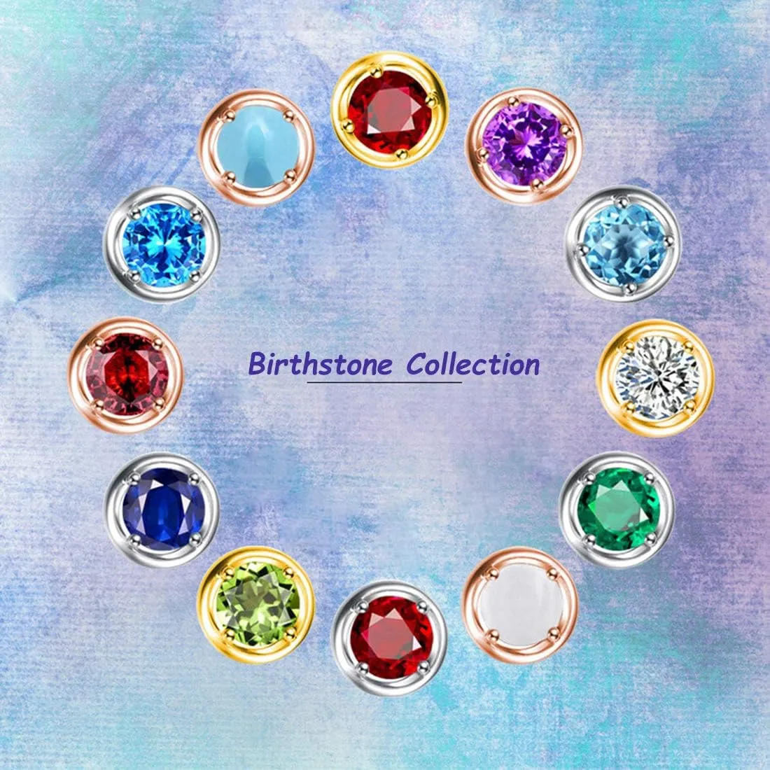 Carleen 14K Solid Yellow Gold Round Birthstone Necklace for Women Amethyst Peridot Citrine Solitaire Pendant Necklace Delicate Dainty Fine Jewelry Gift for Women Mom Girlfriend, 18INCH