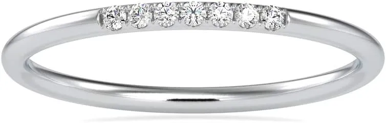 Certified Anniversary Ring Studed with 7 pcs Round Cut Natural Diamond in 14k White/Yellow/Rose Gold Wedding Band Ring for Women | Bridal Ring for Her | Couple Promise Ring (0.046 Cttw, IJ-SI)
