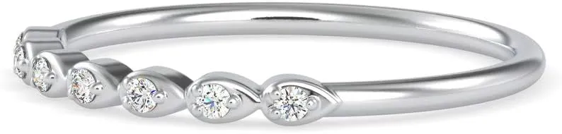 Certified Wedding Band Ring Studded with 7 Round Natural Diamond in 14k White/Yellow/Rose Gold Bridal Ring for Women | Anniversary Ring for Her | Couple Promise Ring (0.046 Ct, IJ-SI)