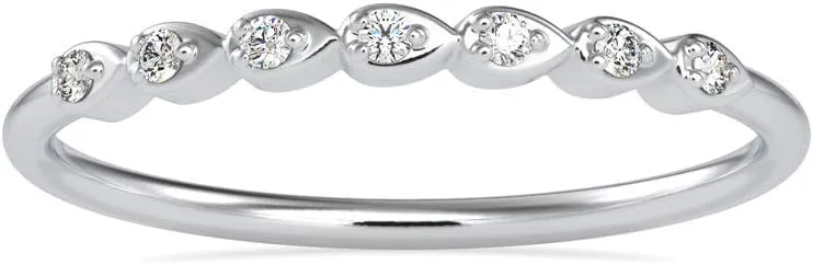 Certified Wedding Band Ring Studded with 7 Round Natural Diamond in 14k White/Yellow/Rose Gold Bridal Ring for Women | Anniversary Ring for Her | Couple Promise Ring (0.046 Ct, IJ-SI)