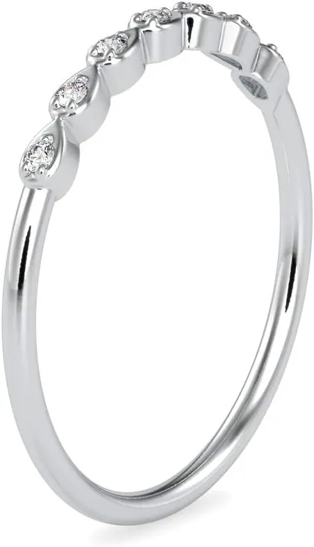 Certified Wedding Band Ring Studded with 7 Round Natural Diamond in 14k White/Yellow/Rose Gold Bridal Ring for Women | Anniversary Ring for Her | Couple Promise Ring (0.046 Ct, IJ-SI)