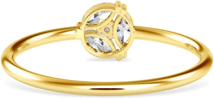 Certified Wedding Ring Studded with Marquise & Round Cut Natural Diamond in 18K White/Yellow/Rose Gold Bridal Ring for Women | Couple Promise Ring for Her | Natural Diamond Ring (0.16 Ct, IJ-SI)